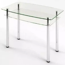 Glass dining table D-05-2 with tempered glass and chrome legs